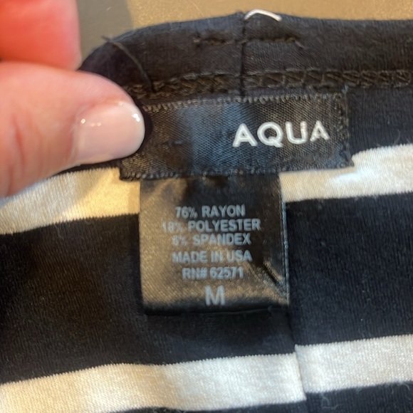 Aqua black and white striped high low dress size medium - Picture 3 of 3